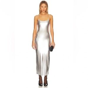 WeWoreWhat Metallic Silver Maxi Dress